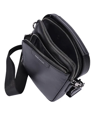 Чоловіча сумка крос-боді шкіряна чорна (YD8741) - фото 5 - Miraton