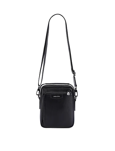 Чоловіча сумка крос-боді шкіряна чорна (YD8741) - фото 6 - Miraton