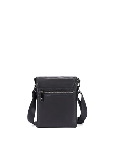 Чоловіча сумка месенджер шкіряна чорна (1636-6) - фото 3 - Miraton