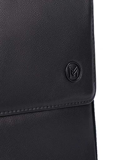 Чоловіча сумка месенджер шкіряна чорна (1636-6) - фото 4 - Miraton