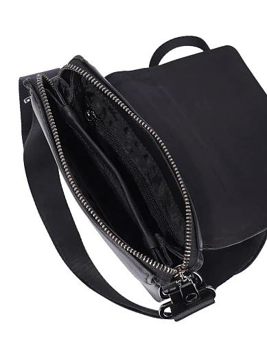 Чоловіча сумка месенджер шкіряна чорна (1636-6) - фото 5 - Miraton