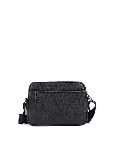 Чоловіча сумка крос-боді шкіряна чорна (1745-8) - фото 3 - Miraton