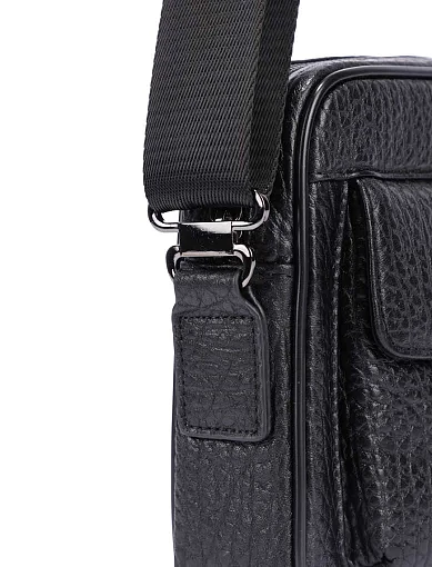 Чоловіча сумка крос-боді шкіряна чорна (1745-8) - фото 6 - Miraton