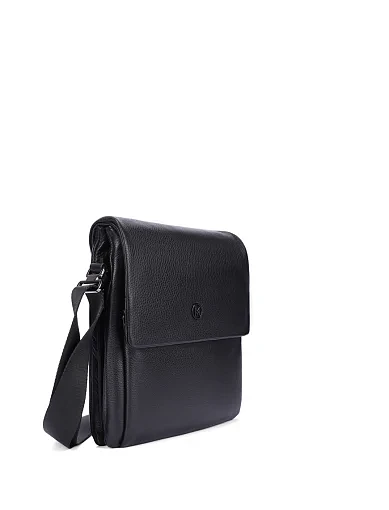 Мужская сумка мессенджер кожаная черная - фото 2 - Miraton