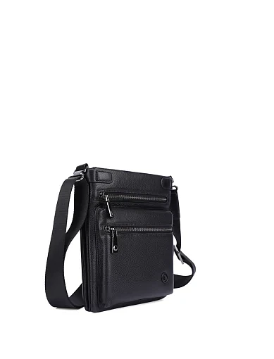 Мужская сумка мессенджер кожаная черная - фото 2 - Miraton