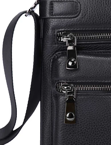 Мужская сумка мессенджер кожаная черная - фото 4 - Miraton