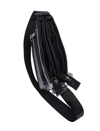 Мужская сумка мессенджер кожаная черная - фото 5 - Miraton