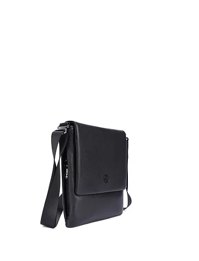 Мужская сумка мессенджер кожаная черная - фото 2 - Miraton