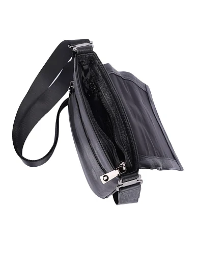 Мужская сумка мессенджер кожаная черная - фото 5 - Miraton