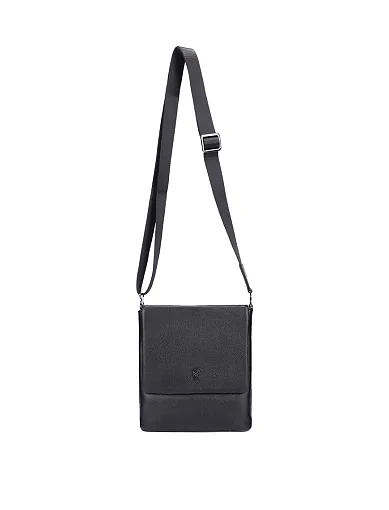 Мужская сумка мессенджер кожаная черная - фото 6 - Miraton