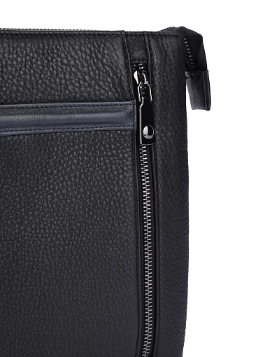 Мужская сумка через плечо кожаная черная - фото 4 - Miraton
