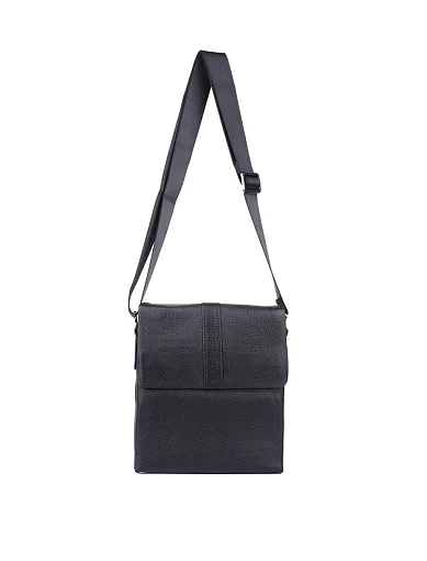 Чоловіча сумка месенджер шкіряна чорна (5253-3) - фото 4 - Miraton