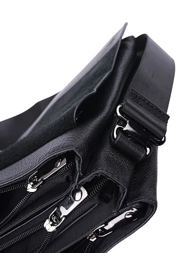 Чоловіча сумка месенджер шкіряна чорна (5253-3) - фото 5 - Miraton