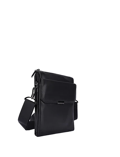 Мужская сумка мессенджер кожаная черная - фото 2 - Miraton