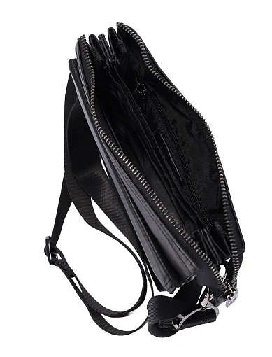 Мужская сумка мессенджер кожаная черная - фото 5 - Miraton