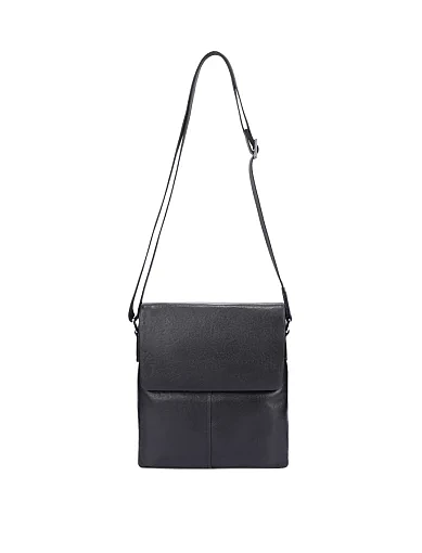 Чоловіча сумка месенджер шкіряна чорна (B0868) - фото 6 - Miraton