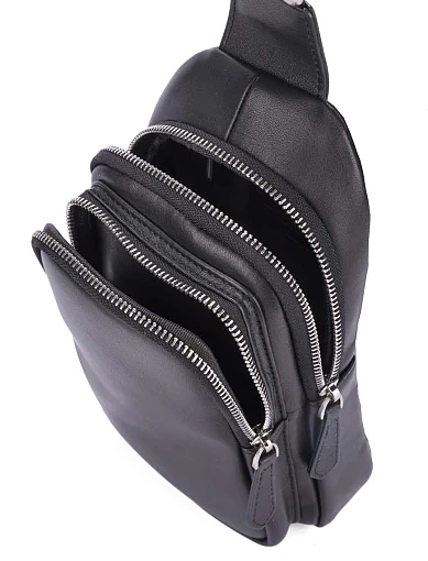 Чоловіча сумка шкіряна чорна (C356) - фото 5 - Miraton