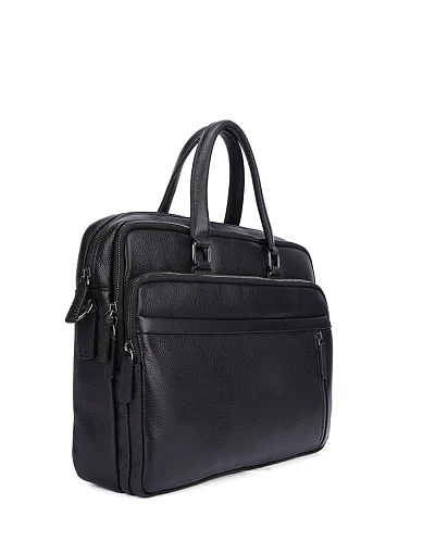Чоловічий портфель шкіряний чорний (9880-1) - фото 2 - Miraton