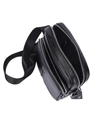 Мужская сумка мессенджер кожаная черная - фото 5 - Miraton