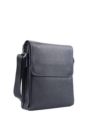 Мужская сумка мессенджер кожаная черная - фото 2 - Miraton
