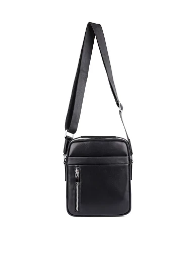 Мужская сумка мессенджер кожаная черная - фото 4 - Miraton