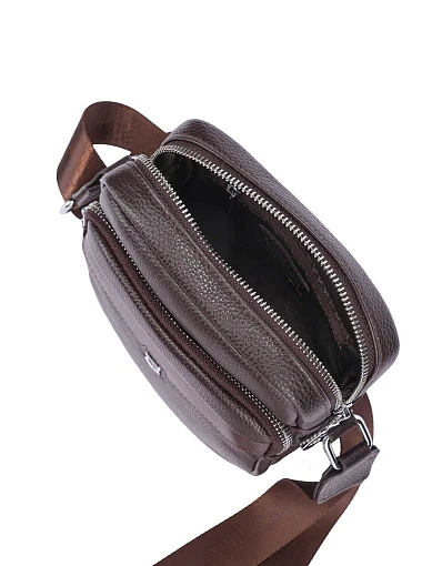 Мужская сумка мессенджер кожаная коричневая - фото 5 - Miraton