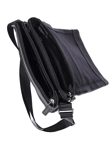 Мужская сумка мессенджер кожаная черная - фото 5 - Miraton