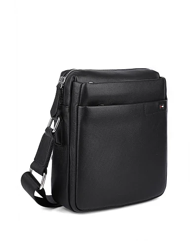 Мужская сумка через плечо кожаная черная - фото 2 - Miraton