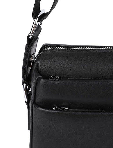 Мужская сумка через плечо кожаная черная - фото 5 - Miraton