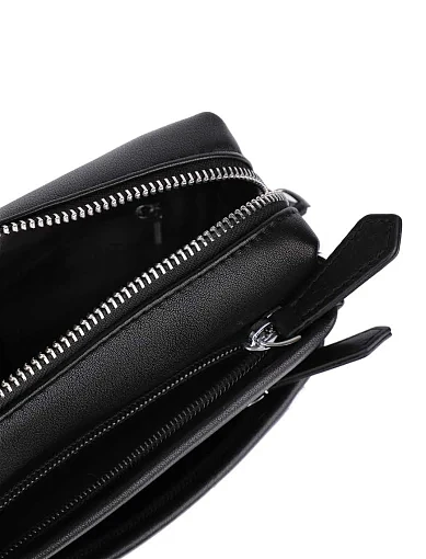 Мужская сумка через плечо кожаная черная - фото 6 - Miraton