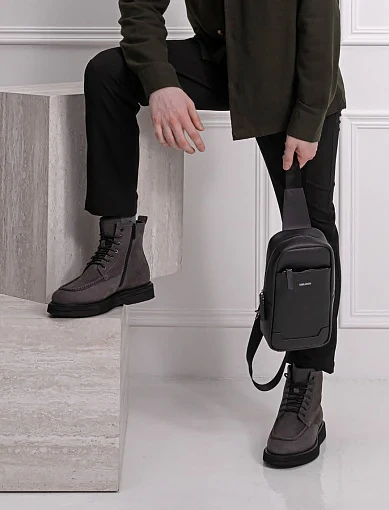 Чоловіча сумка шкіряна чорна (CEBO07148M) - фото 2 - Miraton