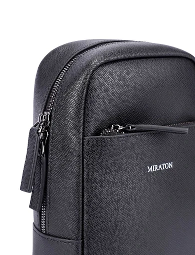 Чоловіча сумка шкіряна чорна (CEBO07148M) - фото 5 - Miraton