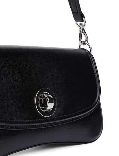 Женская сумка через плечо кожаная черная - фото 4 - Miraton