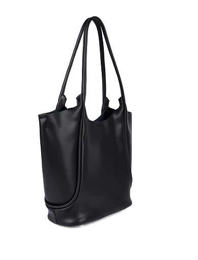 Женская сумка шоппер кожаная черная - фото 2 - Miraton