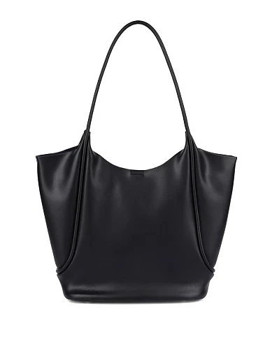 Женская сумка шоппер кожаная черная - фото 3 - Miraton