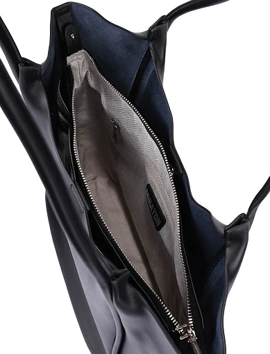 Женская сумка шоппер кожаная черная - фото 5 - Miraton