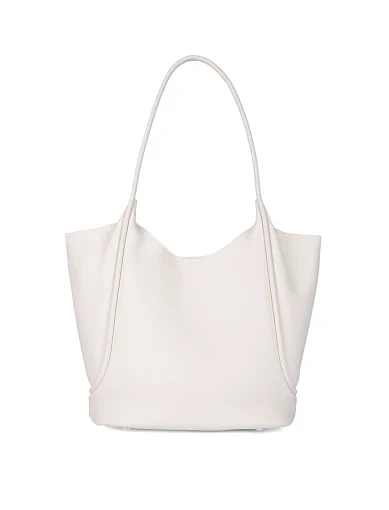 Женская сумка шоппер кожаная белая - фото 1 - Miraton