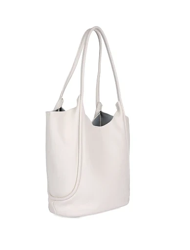 Женская сумка шоппер кожаная белая - фото 2 - Miraton