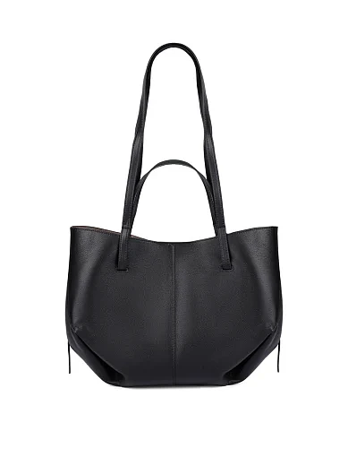 Женская сумка шоппер кожаная черная - фото 1 - Miraton