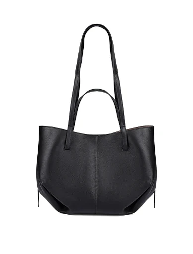 Женская сумка шоппер кожаная черная - фото 3 - Miraton