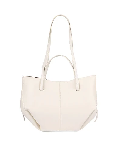 Женская сумка шоппер кожаная молочного цвета - фото 1 - Miraton