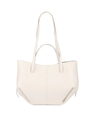 Женская сумка шоппер кожаная молочного цвета - фото 3 - Miraton