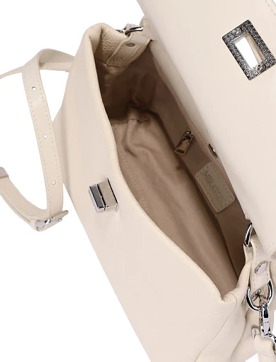 Жіноча сумка крос-боді шкіряна молочного кольору - фото 6 - Miraton