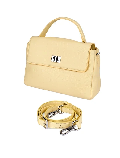 Женская сумка кросс-боди кожаная желтая - фото 5 - Miraton