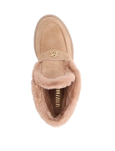 Женские ботинки лоферы Attizzare велюровые бежевые - фото 5 - Miraton