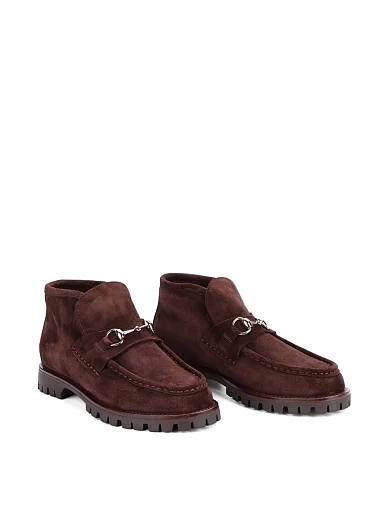 Жіночі черевики лофери Attizzare велюрові коричневі(098 8502) - фото 3 - Miraton