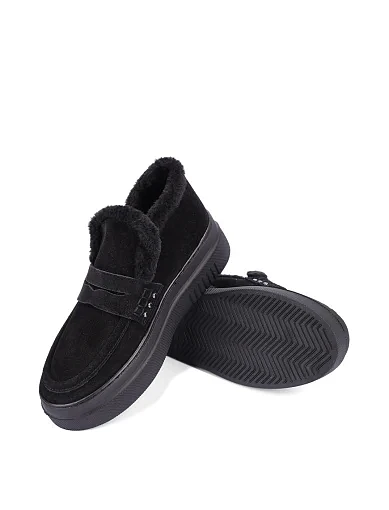 Женские ботинки лоферы Attizzare велюровые черные - фото 2 - Miraton