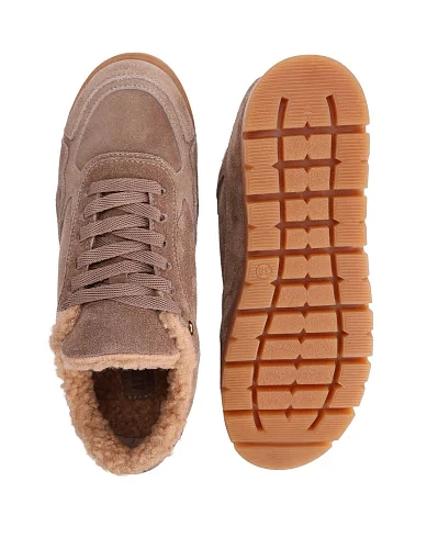 Женские кроссовки Attizzare велюровые бежевые - фото 2 - Miraton