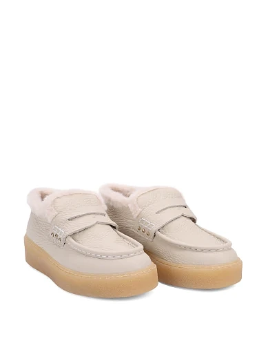 Жіночі черевики лофери Attizzare шкіряні рисового кольору(25KB-1065-3) - фото 3 - Miraton