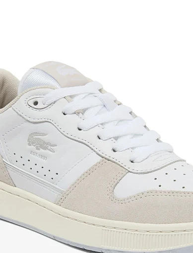 Жіночі кеди Lacoste T-Clip шкіряні бежеві - фото 6 - Miraton